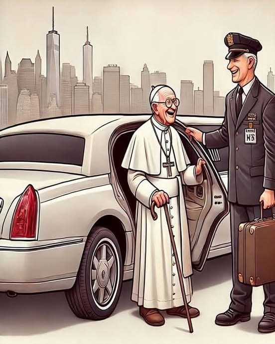 An elderly Pope arrives in New York and is picked up at the airport by a limousine