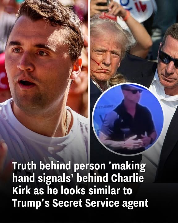 Unraveling the Mystery: The Man Seen ‘Making Hand Signals’ Behind Charlie Kirk Sparks Speculation Over Link to Trump’s Secret Service